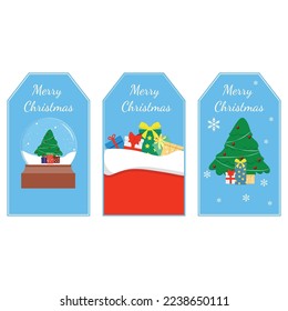 vector con un conjunto de etiquetas regalo Feliz Navidad y Feliz Año Nuevo.
