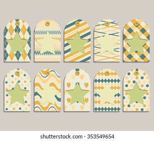 Vector set gift tags, stickers and labels. Template for Greeting Scrapbooking, Congratulations, Invitations, Planner, Diary, Notes.