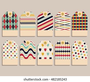 Vector set gift tags, stickers and labels. Template for Greeting Scrapbooking, Congratulations, Invitations, Planner, Diary, Notes.