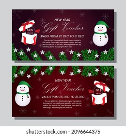 vector set of gift vouchers with snow man and gift box template with silver style