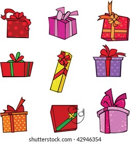 Vector set of gifts box