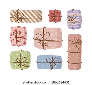 Vector set of gifts box. Colorful presents. Surprise