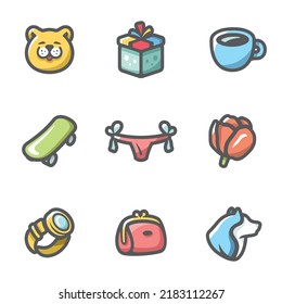 Juego de vectores de íconos de regalo.