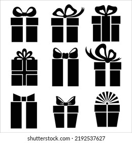 Conjunto Vector De Regalos Silhouettes Ilustración Aislada En Fondo Blanco