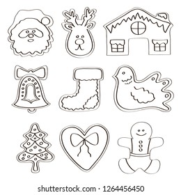 Vector set of gingerbread cookies