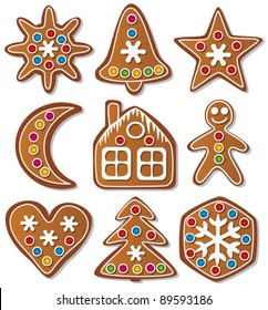 vector set of gingerbread cookies