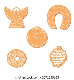 Vector set of gingerbread cookies handdrawn style