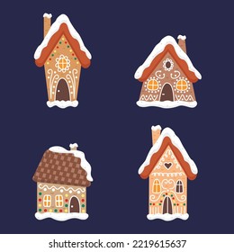 vector set of gingerbread houses