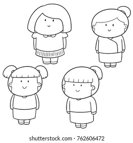 vector set of girl
