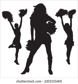 Vector Set Of Girl Cheerleader Silhouettes Illustration Isolated On White Background