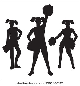 Vector Set Of Girl Cheerleader Silhouettes Illustration Isolated On White Background
