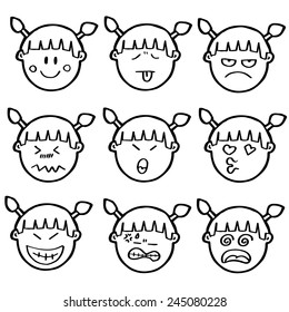 Vector set of Girls Face