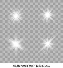 
Vector set of glare lighting, twinkle lens flares. glowing lights effect, flare, explosion and stars. Special effect isolated on transparent background. Vector illustration eps 10.