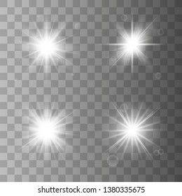 
Vector set of glare lighting, twinkle lens flares. glowing lights effect, flare, explosion and stars. Special effect isolated on transparent background. Vector illustration eps 10.