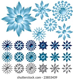 Vector Set Glas Blume Blau (Raster Version 25481983)