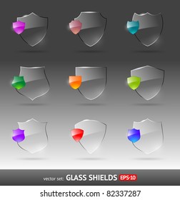 Vector set of glass heraldic shields