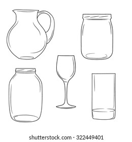 Vector set with glass jars