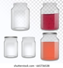 Vector set of glass jars