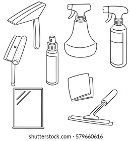 vector set of glass and mirror cleaner