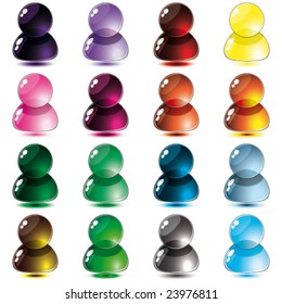 Vector  Set of Glass People icons with reflections (Raster version 25482730)