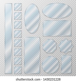 Vector set of glass plates for banner on a transparent background.