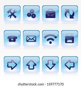Vector Set of Glass Square Buttons