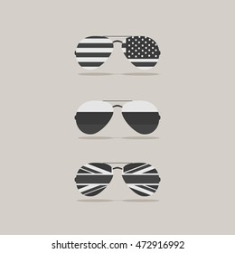 vector set glasses with 3 big superpower country