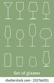 Vector - set of glasses, for alcohol and drinks icons