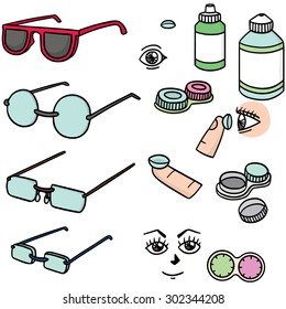 Vector Set Of Glasses And Contact Lenses