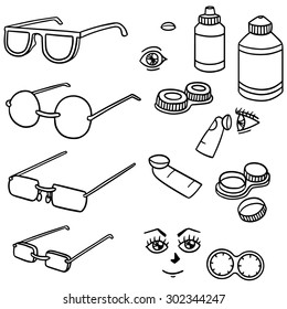 vector set of glasses and contact lenses