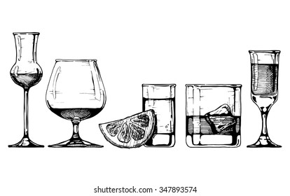 Alcohol and drink glasses Stock Vector by ©Seamartini 14361271