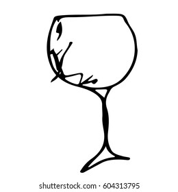 Vector set of glasses goblets in ink hand drawn style