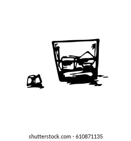 Vector set of glasses goblets in ink hand drawn style.