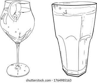 Vector set of glasses a liner isolated on a white background. For print, logo, on clothing and packaging, a blank for designers
