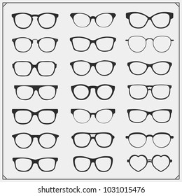 Vector set of glasses silhouette.