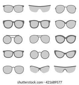 Vector set of glasses and sunglasses on white background