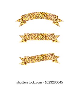 Vector set of glittering ribbon banners.