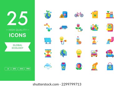 Conjunto de vectores de iconos de ecología global