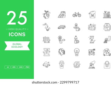 Conjunto de vectores de iconos de ecología global