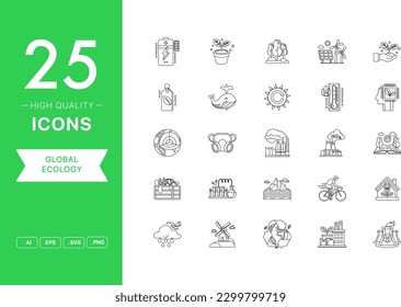 Vector set of Global Ecology icons