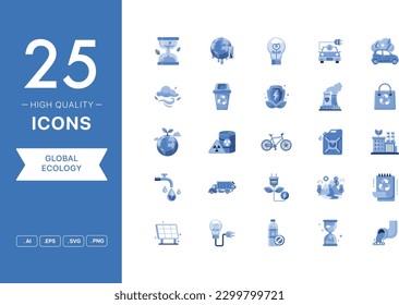 Conjunto de vectores de iconos de ecología global