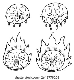 vector set of global warming
