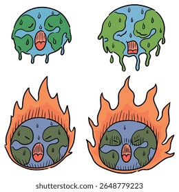 vector set of global warming