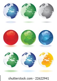 vector set of globe