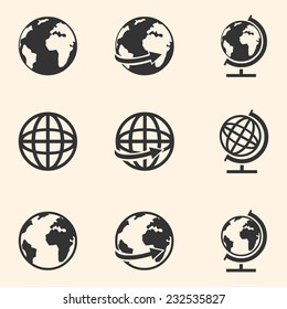 Vector Set of Globe Icons
