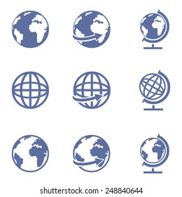 Vector Set of Globe Icons