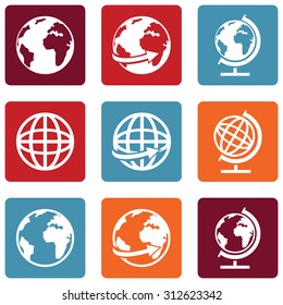 Vector Set of Globe Icons