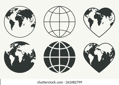 Vector set of Globes. Earth icons. EPS 8