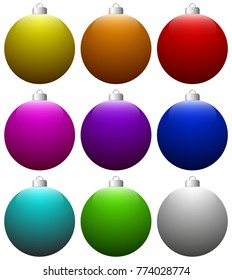 Vector set of glossy Christmas balls isolated on white background