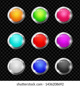 Vector set of glossy colorful blank web buttons for website or app.